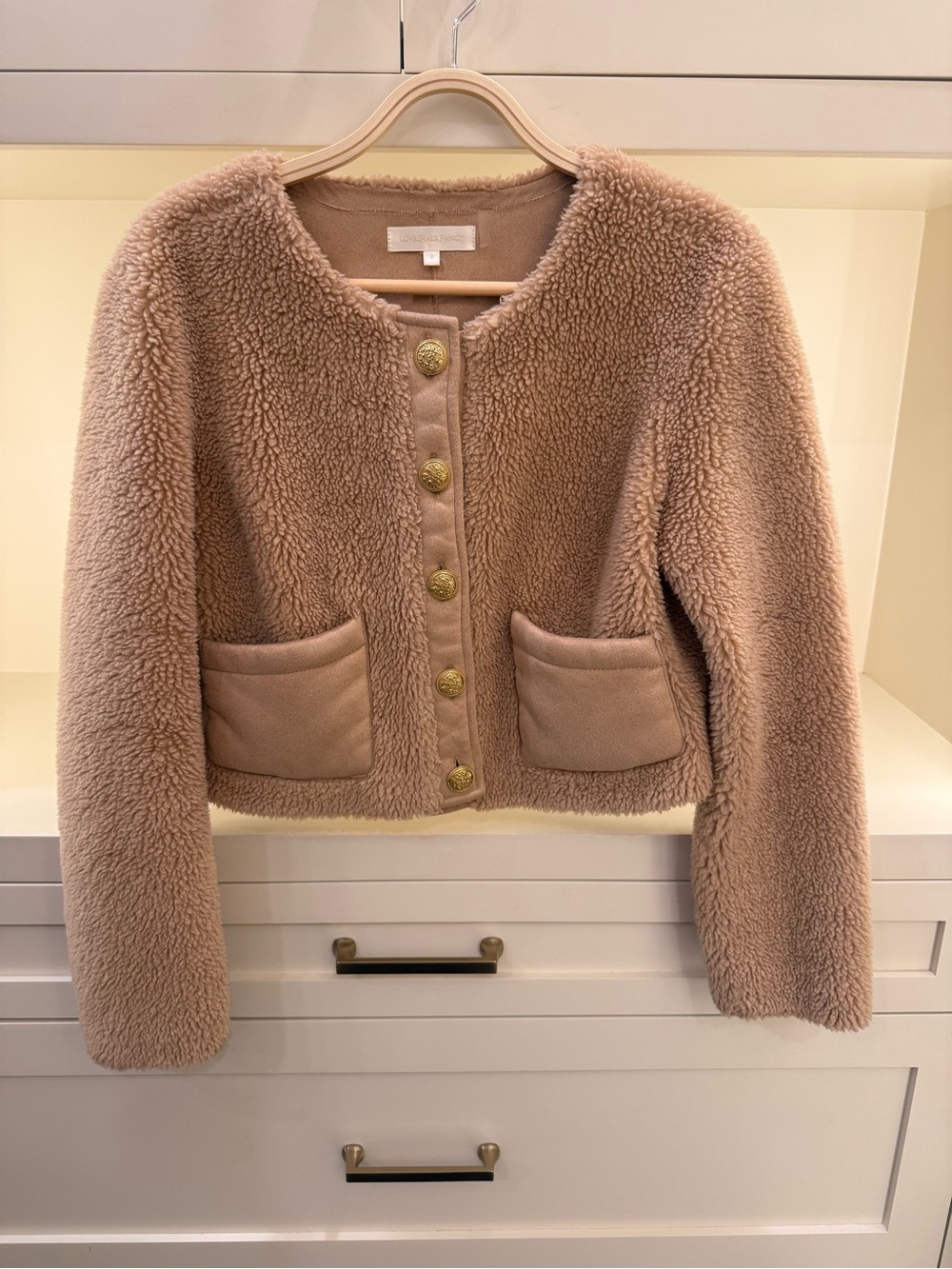 LoveShackFancy Button-Front Jacket in Light Taupe